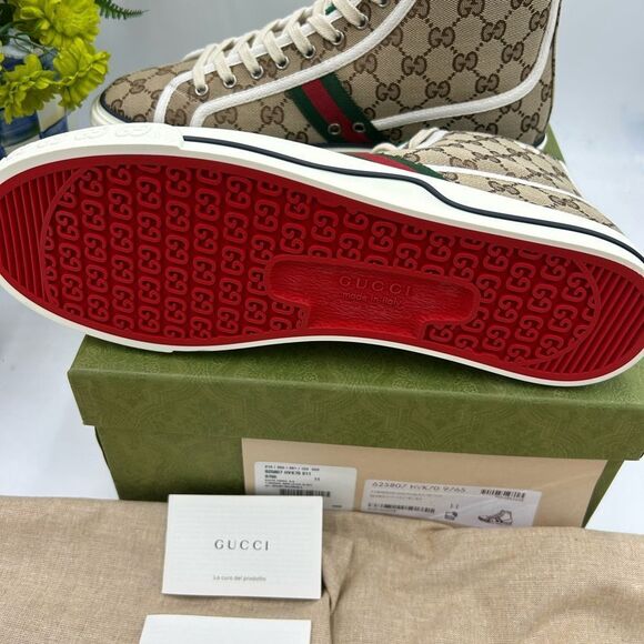 Men's Gucci tennis 1977 high top sneakers size 11 made in Italy - Picture 10 of 12